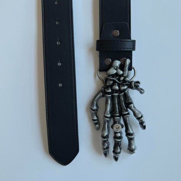 y2k 2000s vintage style skeleton grunge goth emo black belt - Picture 4 of 8